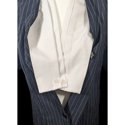Vintage BFA Classics Pinstripe Blazer With Faux Undershirt Collar Accent