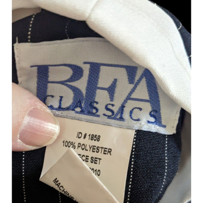 Vintage BFA Classics Pinstripe Blazer With Faux Undershirt Collar Accent