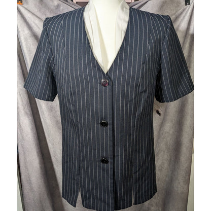 Vintage BFA Classics Pinstripe Blazer With Faux Undershirt Collar Accent