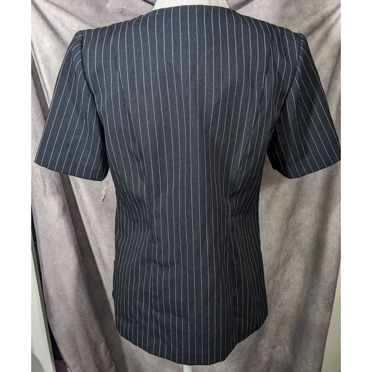 Vintage BFA Classics Pinstripe Blazer With Faux Undershirt Collar Accent
