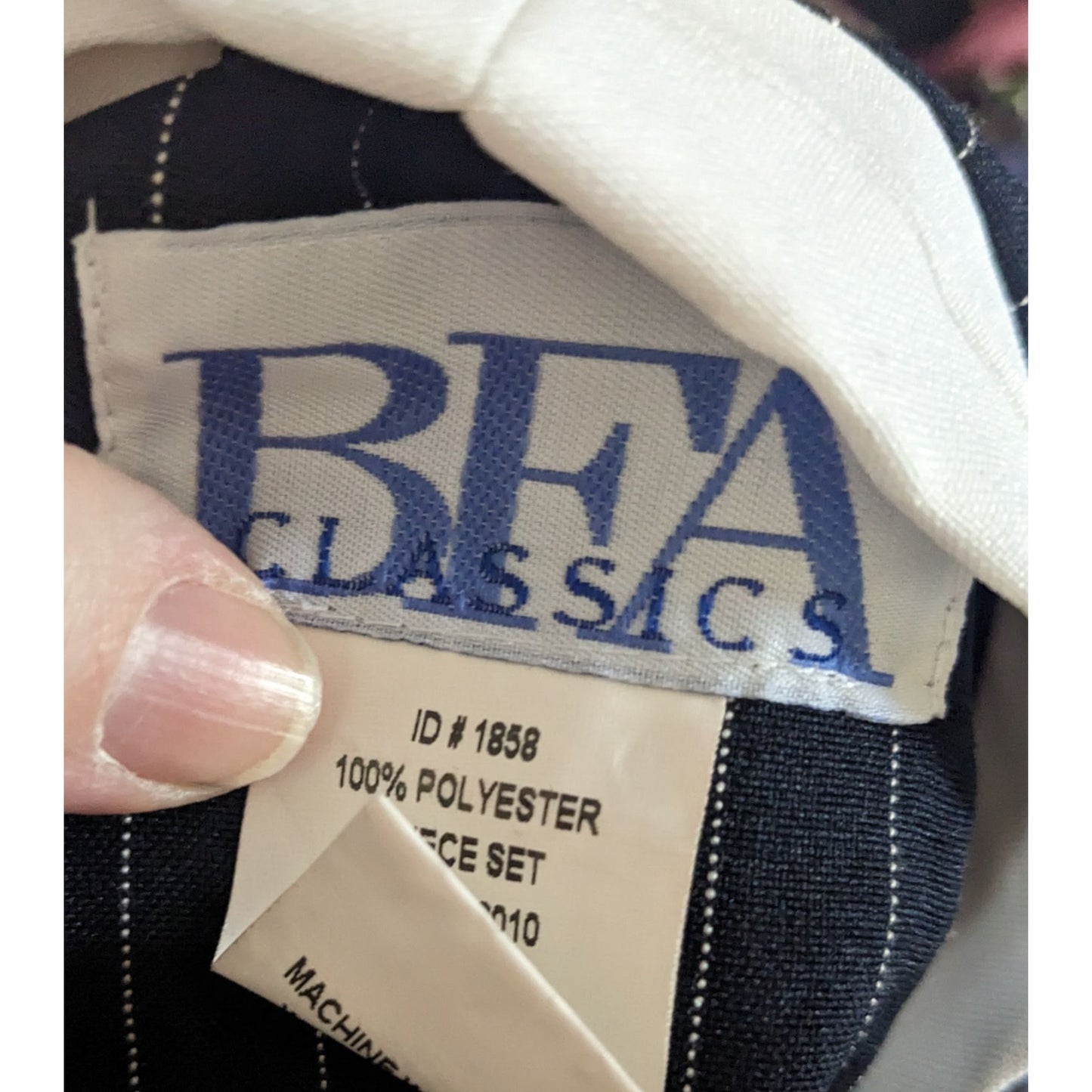 Vintage BFA Classics Pinstripe Blazer With Faux Undershirt Collar Accent