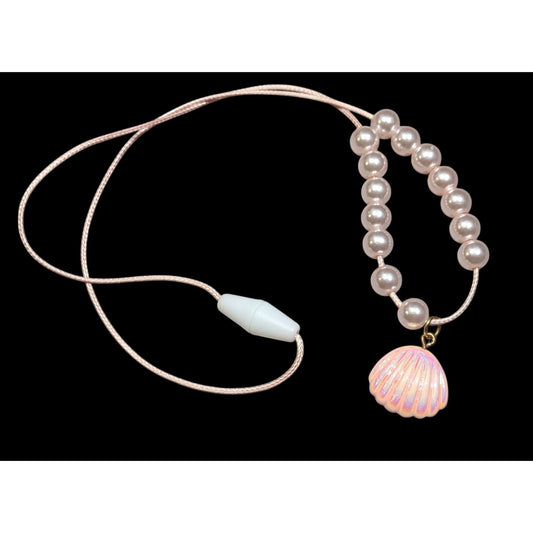 Pink Mermaidcore Iridescent Shell Pendant Beaded Necklace