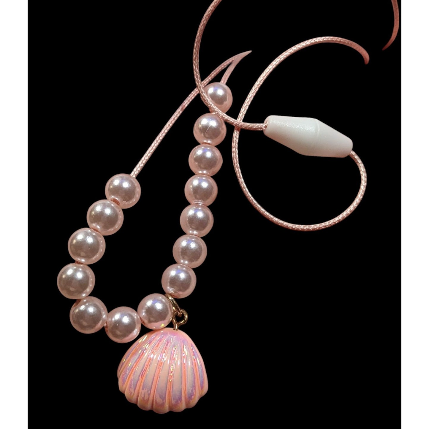 Pink Mermaidcore Iridescent Shell Pendant Beaded Necklace
