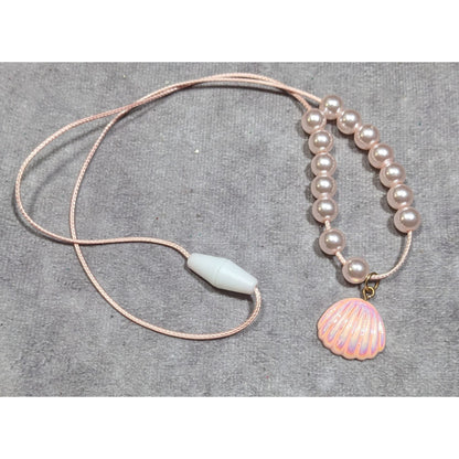Pink Mermaidcore Iridescent Shell Pendant Beaded Necklace