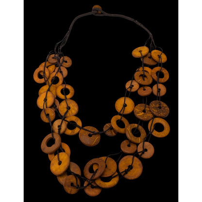 Paparazzi Wonderfully Walla Walla Necklace With Brown Coconut Shell Rings