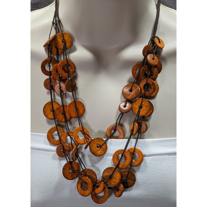 Paparazzi Wonderfully Walla Walla Necklace With Brown Coconut Shell Rings
