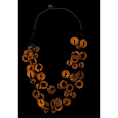 Paparazzi Wonderfully Walla Walla Necklace With Brown Coconut Shell Rings
