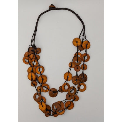 Paparazzi Wonderfully Walla Walla Necklace With Brown Coconut Shell Rings