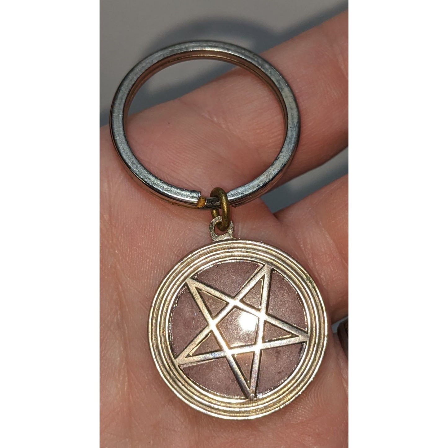 Witchy Gothic Pentagram Keychain With Metal Ring