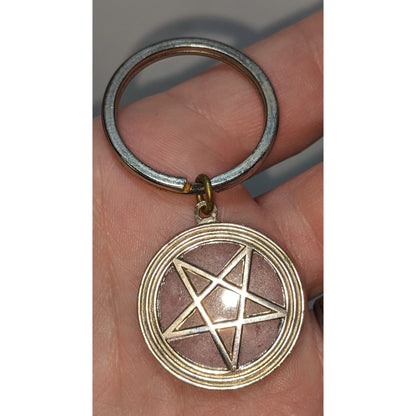 Witchy Gothic Pentagram Keychain With Metal Ring