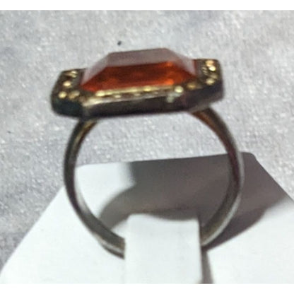 Vintage Topaz Glass Rhinestone Gemmed Statement Ring Size 6 3/4