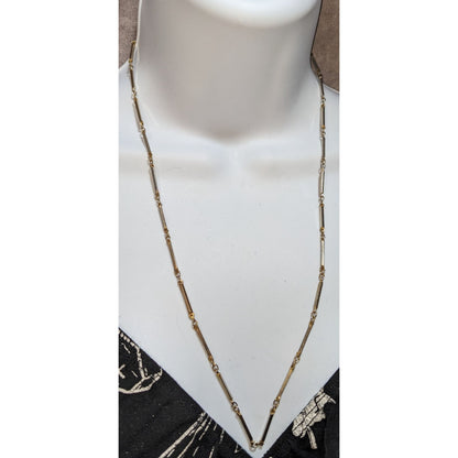 Vintage Gold Tone Bar Link Chain Necklace Retro Minimalist Statement Jewelry 80s 90s