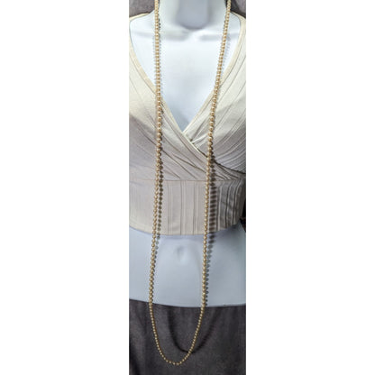Vintage Japanese Cream Faux Pearl Extra Long Beaded Necklace
