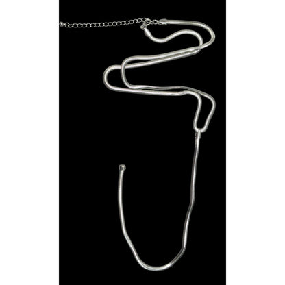 Elegant Glam Silver Tone Snake Chain Y Drop Necklace
