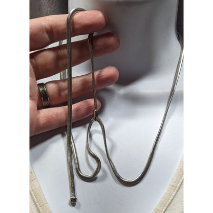 Elegant Glam Silver Tone Snake Chain Y Drop Necklace