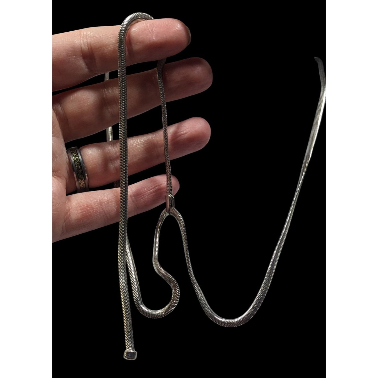 Elegant Glam Silver Tone Snake Chain Y Drop Necklace