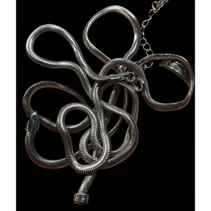 Elegant Glam Silver Tone Snake Chain Y Drop Necklace