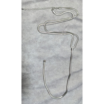 Elegant Glam Silver Tone Snake Chain Y Drop Necklace
