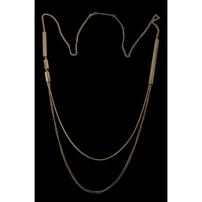 Gold-Tone Long Layered Chain Necklace With Bar Accents & 3-Inch Extender