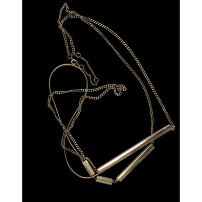 Gold-Tone Long Layered Chain Necklace With Bar Accents & 3-Inch Extender