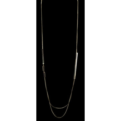 Gold-Tone Long Layered Chain Necklace With Bar Accents & 3-Inch Extender