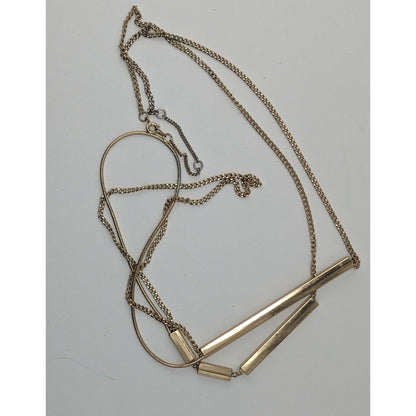 Gold-Tone Long Layered Chain Necklace With Bar Accents & 3-Inch Extender