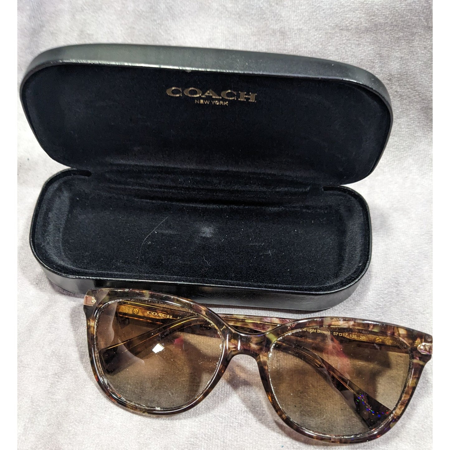 Coach Confetti Light Brown HC8132 Polarized Sunglasses With Case