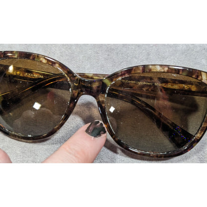 Coach Confetti Light Brown HC8132 Polarized Sunglasses With Case