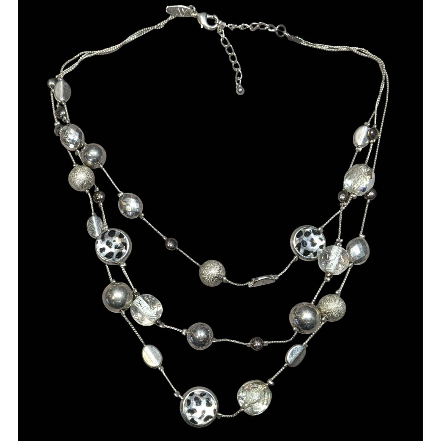 NY Collection Y2K Animal Print Layered Silver-Tone Necklace