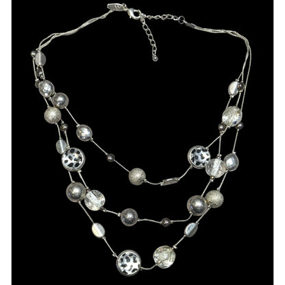 NY Collection Y2K Animal Print Layered Silver-Tone Necklace