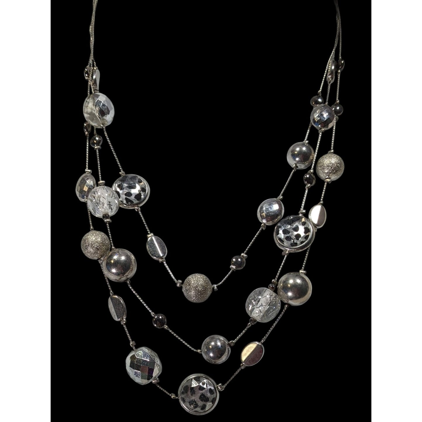 NY Collection Y2K Animal Print Layered Silver-Tone Necklace