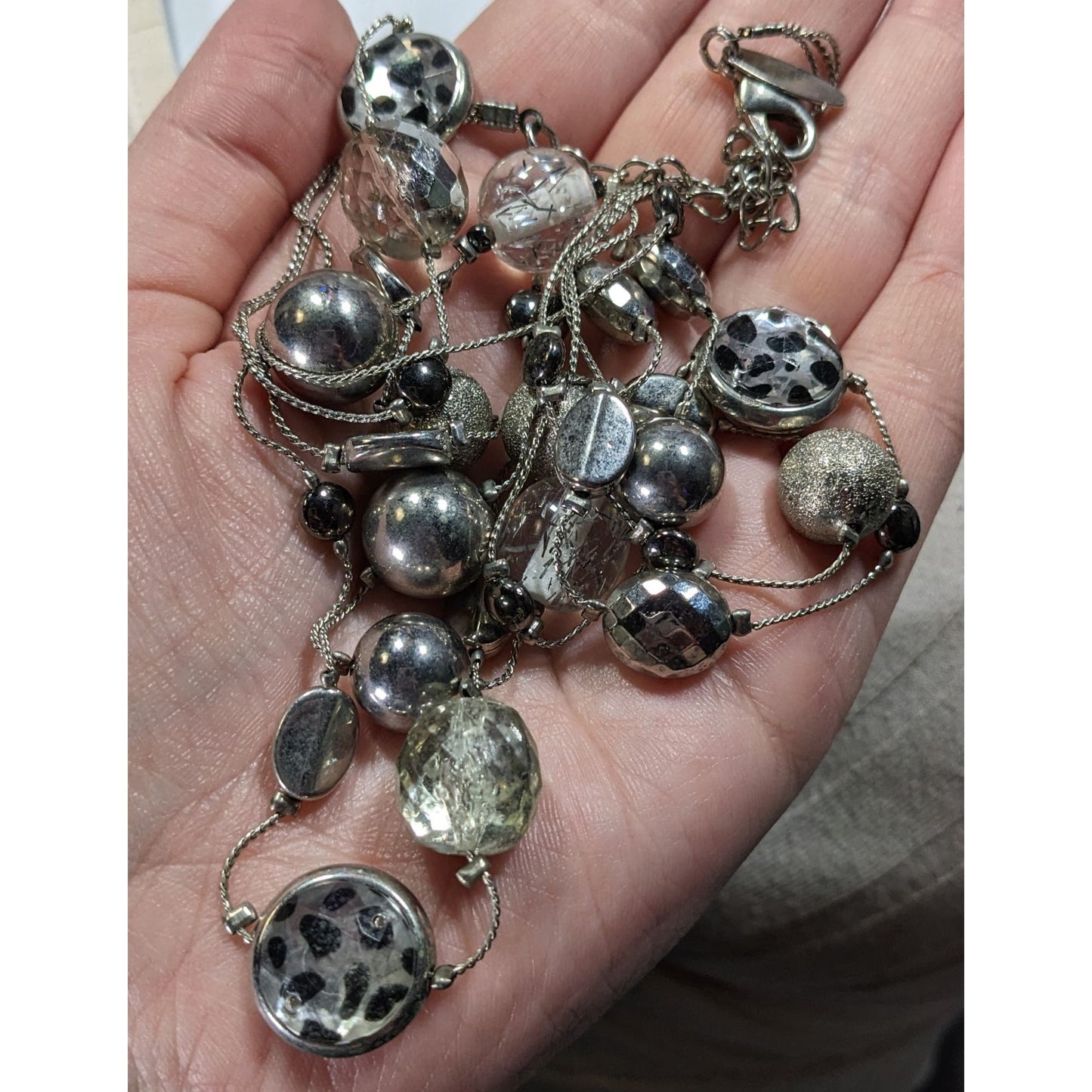 NY Collection Y2K Animal Print Layered Silver-Tone Necklace