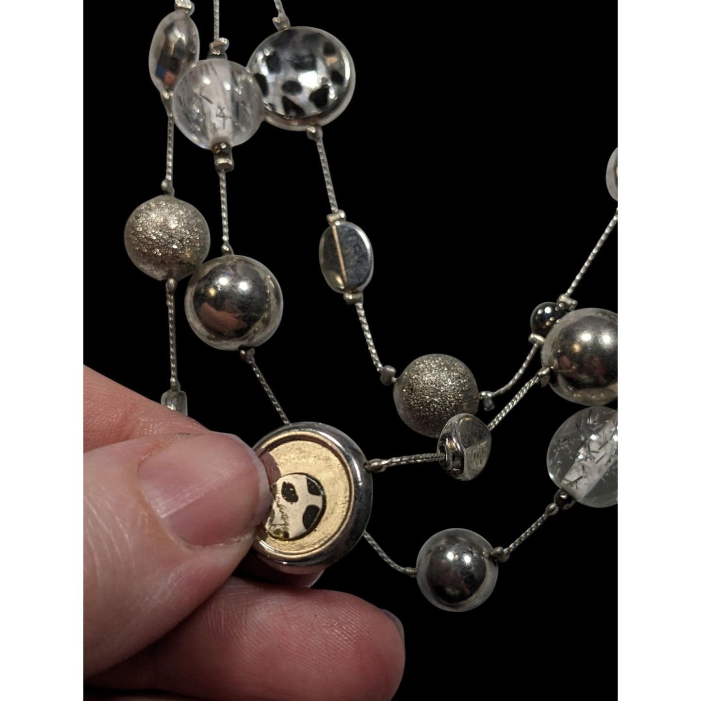 NY Collection Y2K Animal Print Layered Silver-Tone Necklace