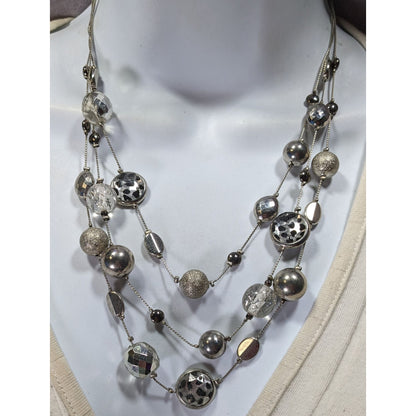 NY Collection Y2K Animal Print Layered Silver-Tone Necklace
