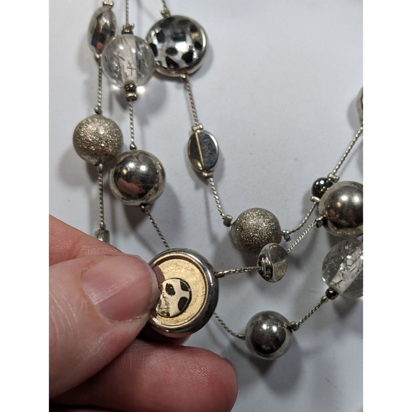 NY Collection Y2K Animal Print Layered Silver-Tone Necklace