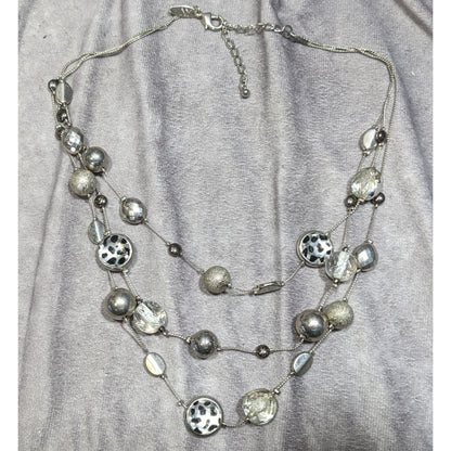 NY Collection Y2K Animal Print Layered Silver-Tone Necklace