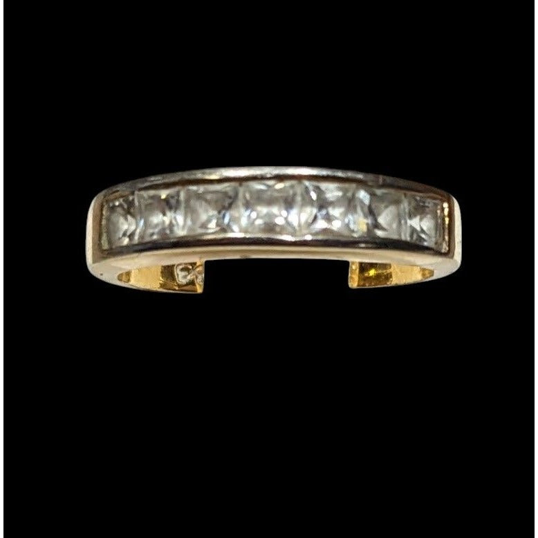 Elegant Signed Gold Tone Ring With Clear Gems