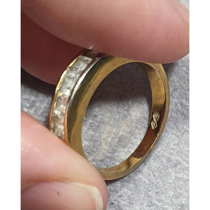 Elegant Signed Gold Tone Ring With Clear Gems