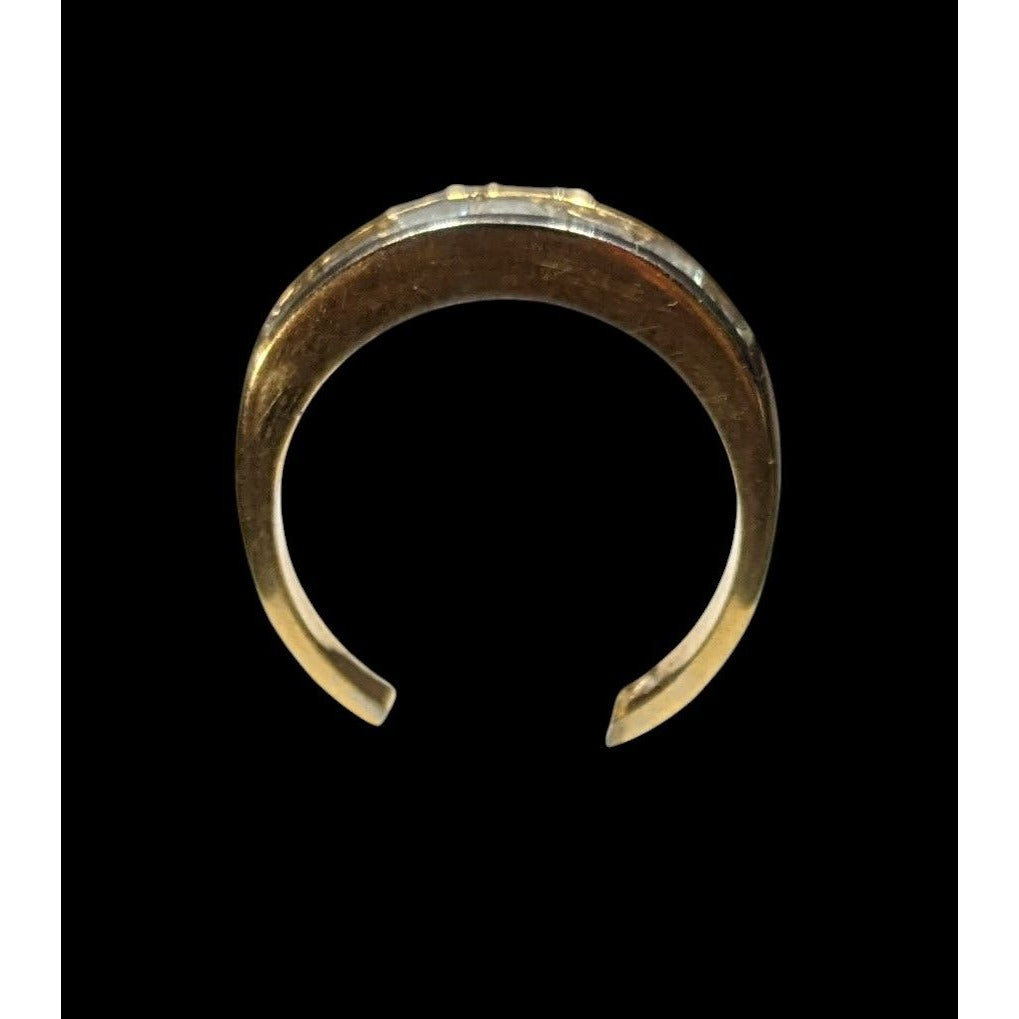 Elegant Signed Gold Tone Ring With Clear Gems