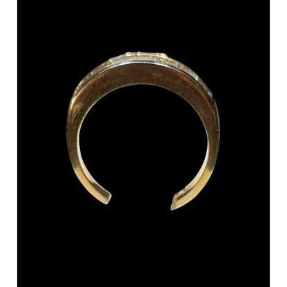 Elegant Signed Gold Tone Ring With Clear Gems