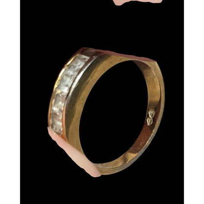 Elegant Signed Gold Tone Ring With Clear Gems