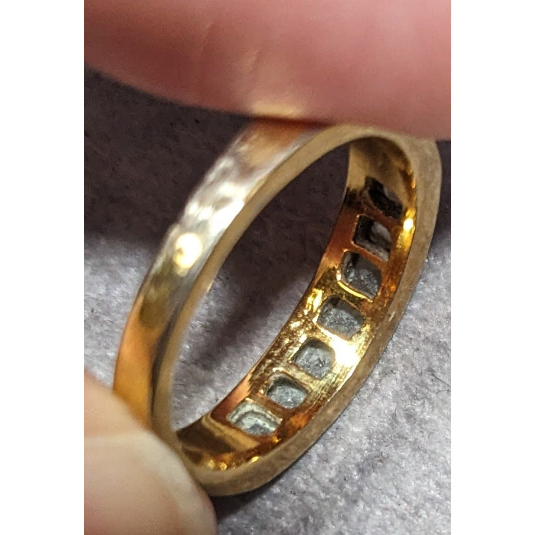Elegant Signed Gold Tone Ring With Clear Gems