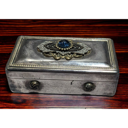 Bejeweled Silver Plated Trinket Box