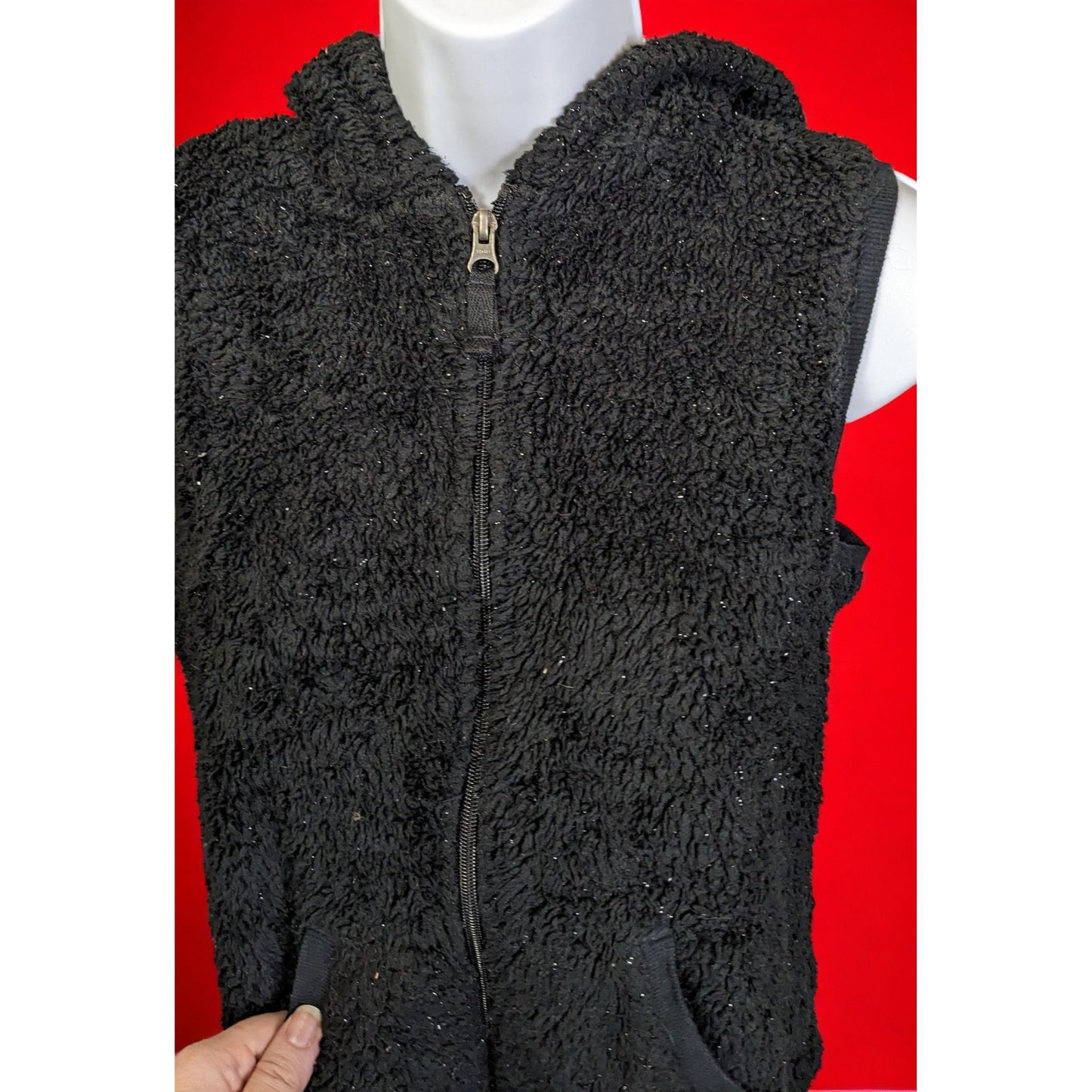 Circo Black Sparkle Sherpa Bear Hooded Vest