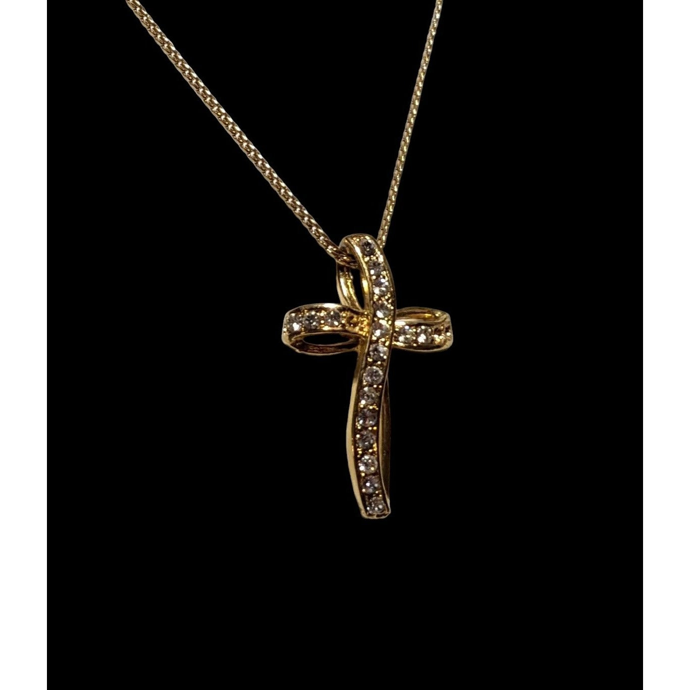 Avon Vintage Golden Gemmed Cross Necklace