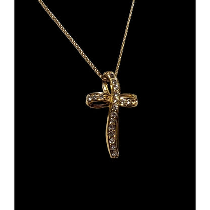 Avon Vintage Golden Gemmed Cross Necklace