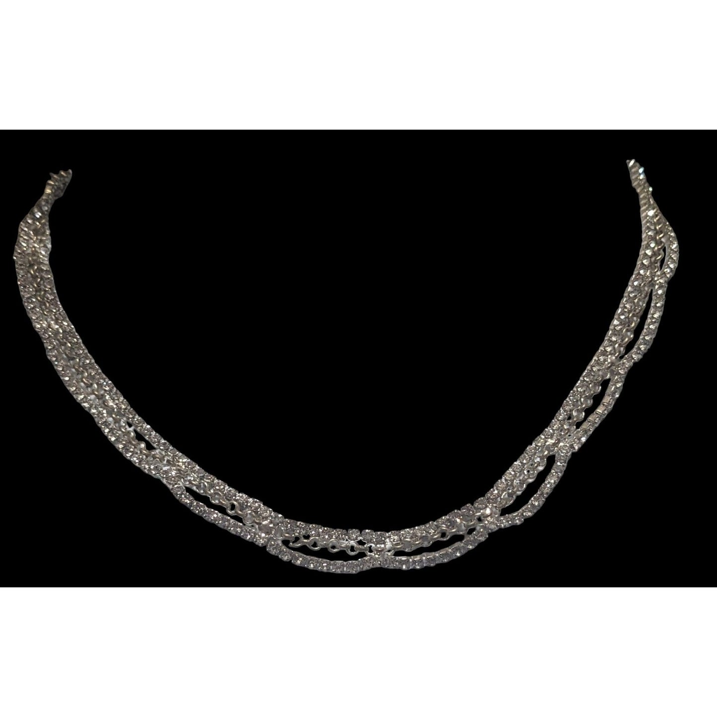 Claire's Silver Multilayer Rhinestone Necklace