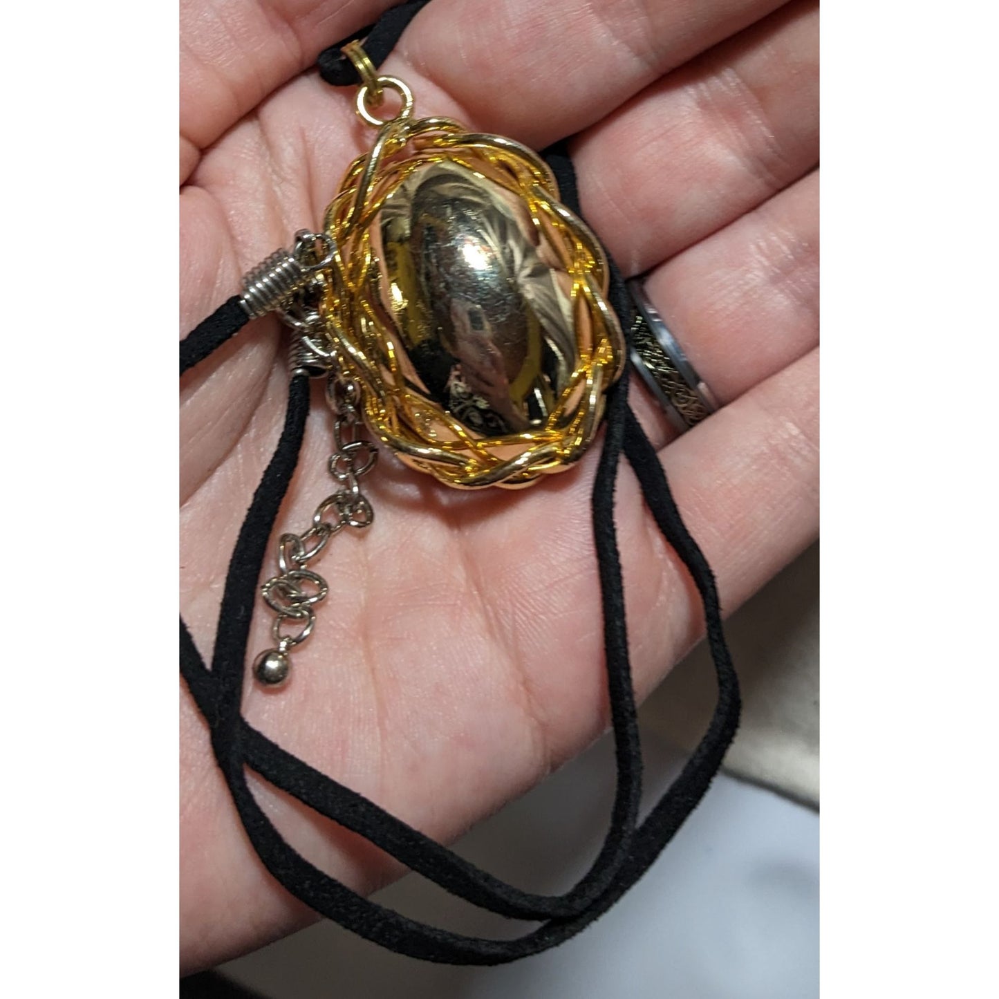 Wrapped Gold Egg Necklace