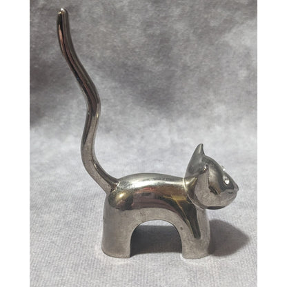 Vintage Silver Cat Ring Holder