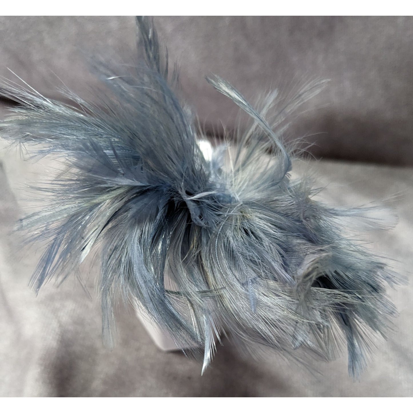 Funky Grey Feather Adorned Statement Ring